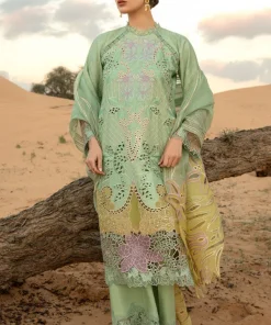 3PC Unstitched Chikankari Heavy Embroidered Lawn Suit with Organza Dupatta [RC-7009]